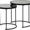 Beistelltisch 2er-Set. schwarz lackiert Glas Metall
