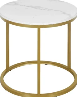 Beistelltisch Lisa Marmoroptik weiß gold D: ca. 39,5 cm
