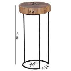 Beistelltisch natur schwarz Akazie Metall B/H/T: ca. 28x55x28 cm