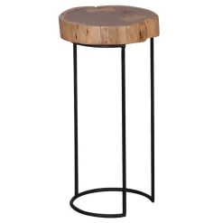 Beistelltisch natur schwarz Akazie Metall B/H/T: ca. 28x55x28 cm