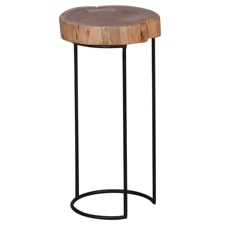 Beistelltisch natur schwarz Akazie Metall B/H/T: ca. 28x55x28 cm