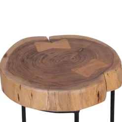 Beistelltisch natur schwarz Akazie Metall B/H/T: ca. 28x55x28 cm