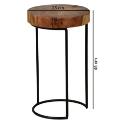 Beistelltisch natur schwarz Echtholz Metall B/H/T: ca. 28x45x28 cm