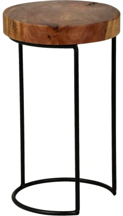 Beistelltisch natur schwarz Echtholz Metall B/H/T: ca. 28x45x28 cm