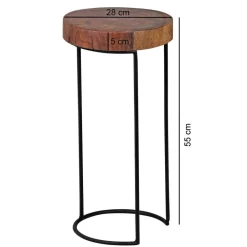 Beistelltisch natur schwarz Echtholz Metall B/H/T: ca. 28x55x28 cm