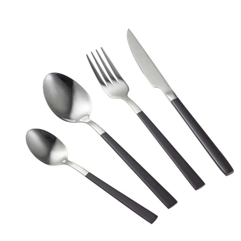 BERGNER Besteckset CHARCOAL silber Edelstahl 16 tlg.