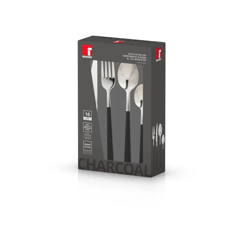 BERGNER Besteckset CHARCOAL silber Edelstahl 16 tlg.
