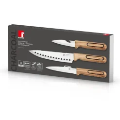 BERGNER Multifunktionsmesser-Set CHARCOAL silber Edelstahl 3 tlg.
