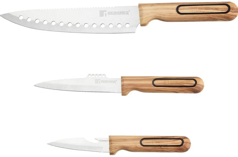 BERGNER Multifunktionsmesser-Set CHARCOAL silber Edelstahl 3 tlg.