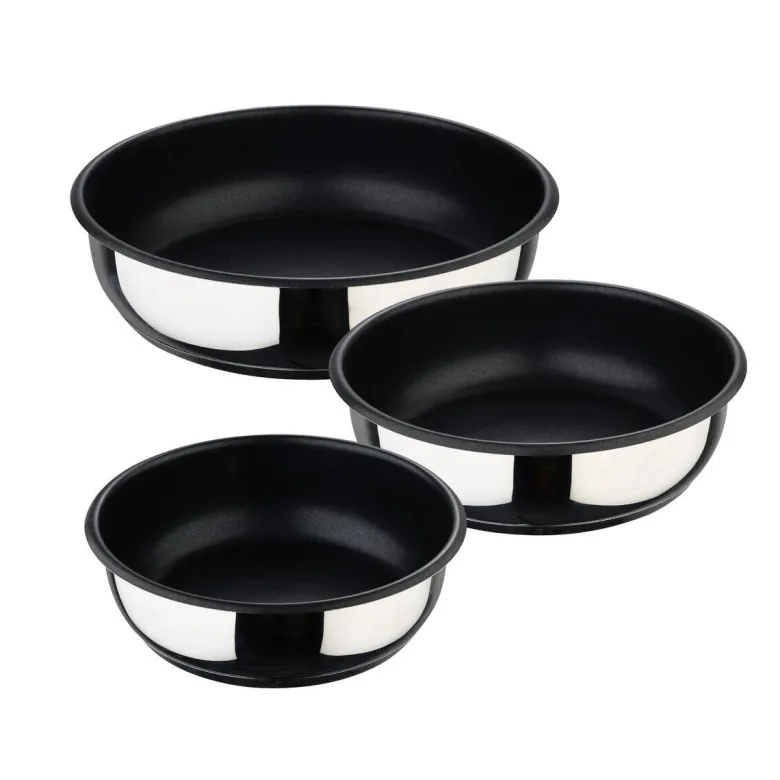 BERGNER Pfannenset Click&Cook schwarz Edelstahl 4 tlg.