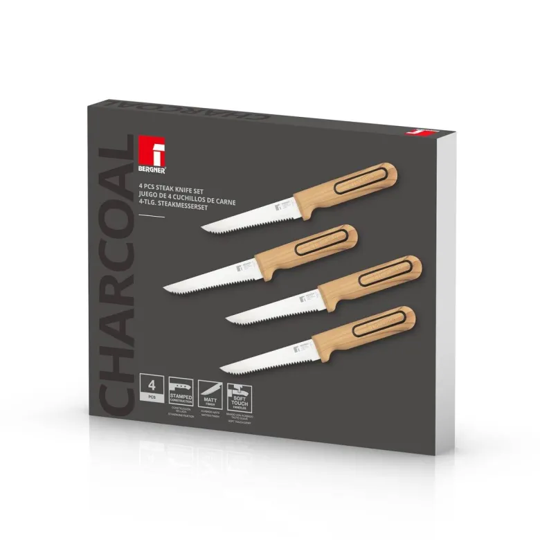 BERGNER Steakmesser-Set CHARCOAL silber Edelstahl B/H/L: ca. 17x2,8x25 cm
