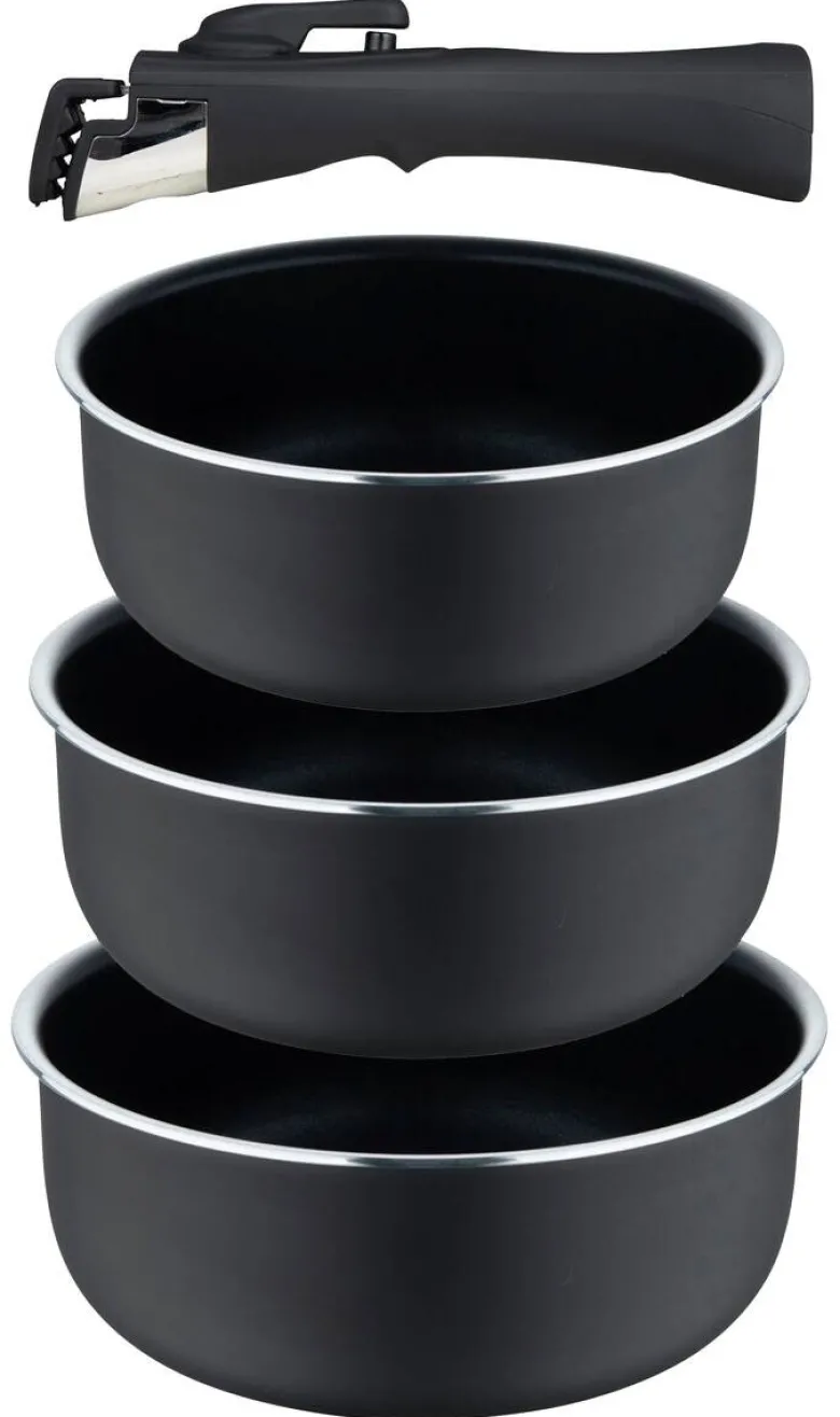 BERGNER Topfset CLICK & COOK schwarz Aluminium 4 tlg.