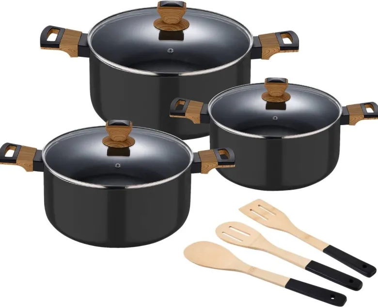 BERGNER Topfset EARTH BLACK schwarz Aluminium 6 tlg.