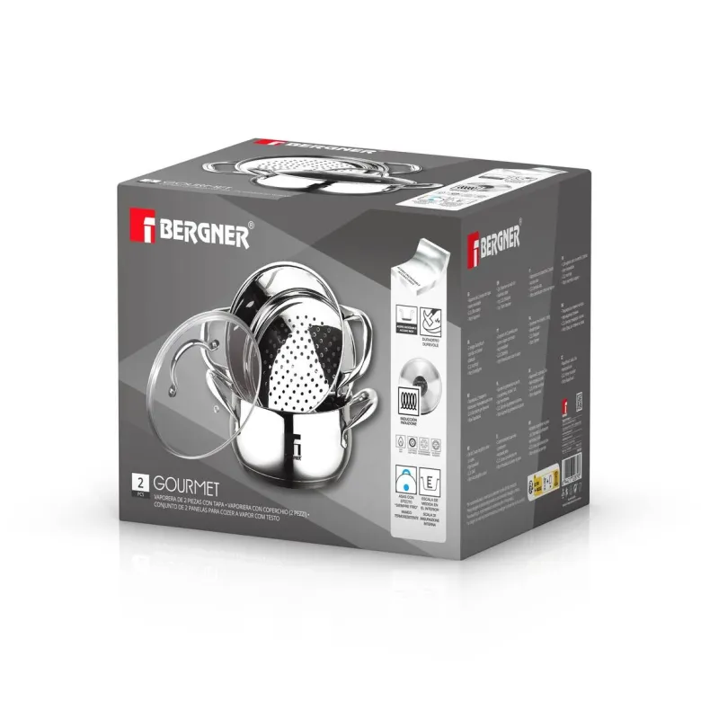 BERGNER Topfset Gourmet silber Edelstahl 3 tlg.