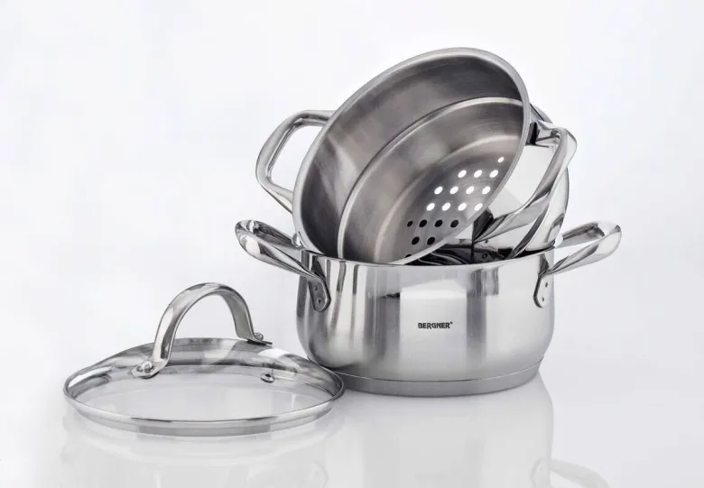 BERGNER Topfset Gourmet silber Edelstahl 3 tlg.