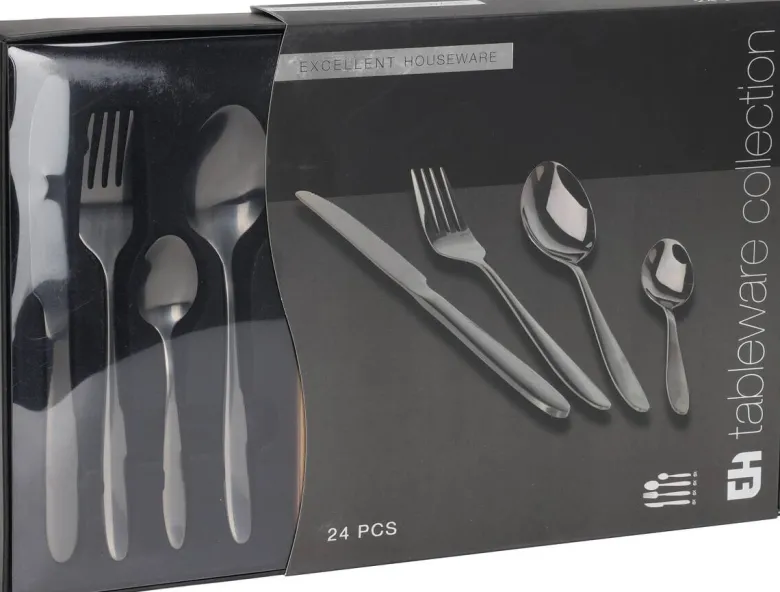 Besteckset schwarz Edelstahl 24 tlg.