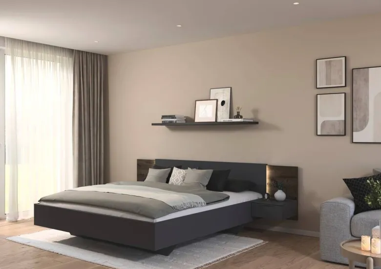 Bettanlage Marbella grau B/H/T: ca. 266x83x208 cm Liegefläche B/L: ca. 180x200 cm