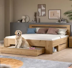 Bett CANU basaltgrau Artisan Nachbildung