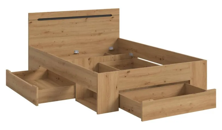 Bett CANU basaltgrau Artisan Nachbildung