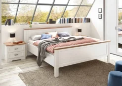 Bett Jasmin Eiche weiß B/H/T: ca. 205x98x215 cm Liegefläche B/L: ca. 180x200 cm