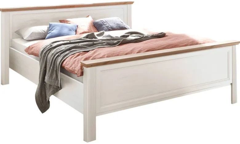 Bett Jasmin Eiche weiß B/H/T: ca. 205x98x215 cm Liegefläche B/L: ca. 180x200 cm