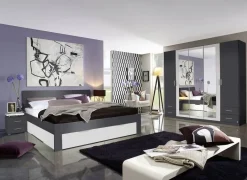 Bett München grau B/H/T: ca. 185x90x209 cm Liegefläche B/L: ca. 180x200 cm