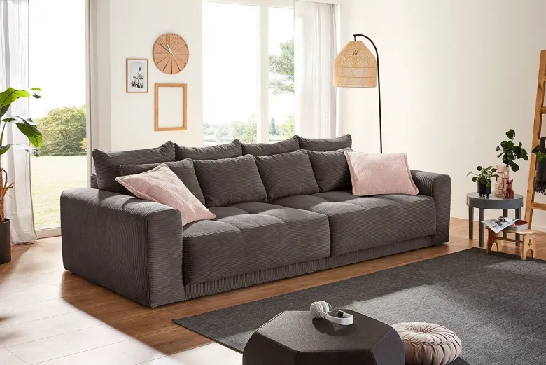 Big Sofa grau Microfaser B/H/T: ca. 298x80x135 cm