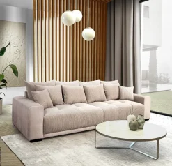 Big Sofa Xantia new 1 beige Velourstoff B/H/T: ca. 318x94x120 cm