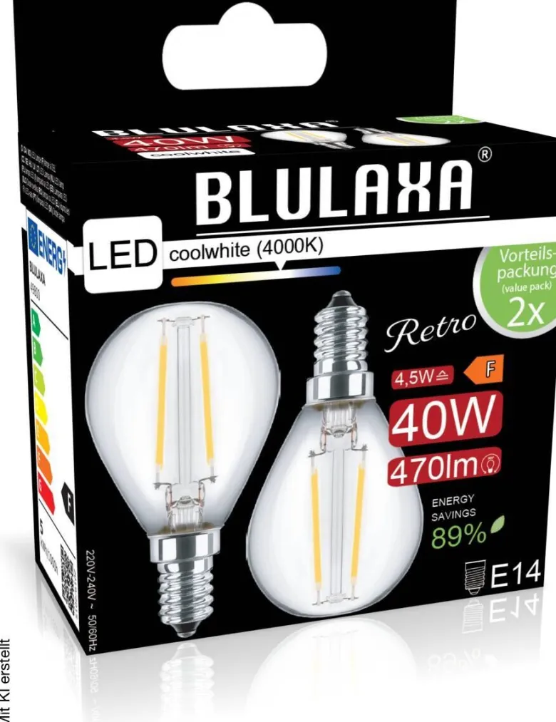 Blulaxa LED-Leuchtmittel Filamentlampe 49800 2er Pack E14