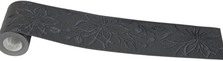 Borte Blumen anthrazit silber B/L: ca. 13x500 cm
