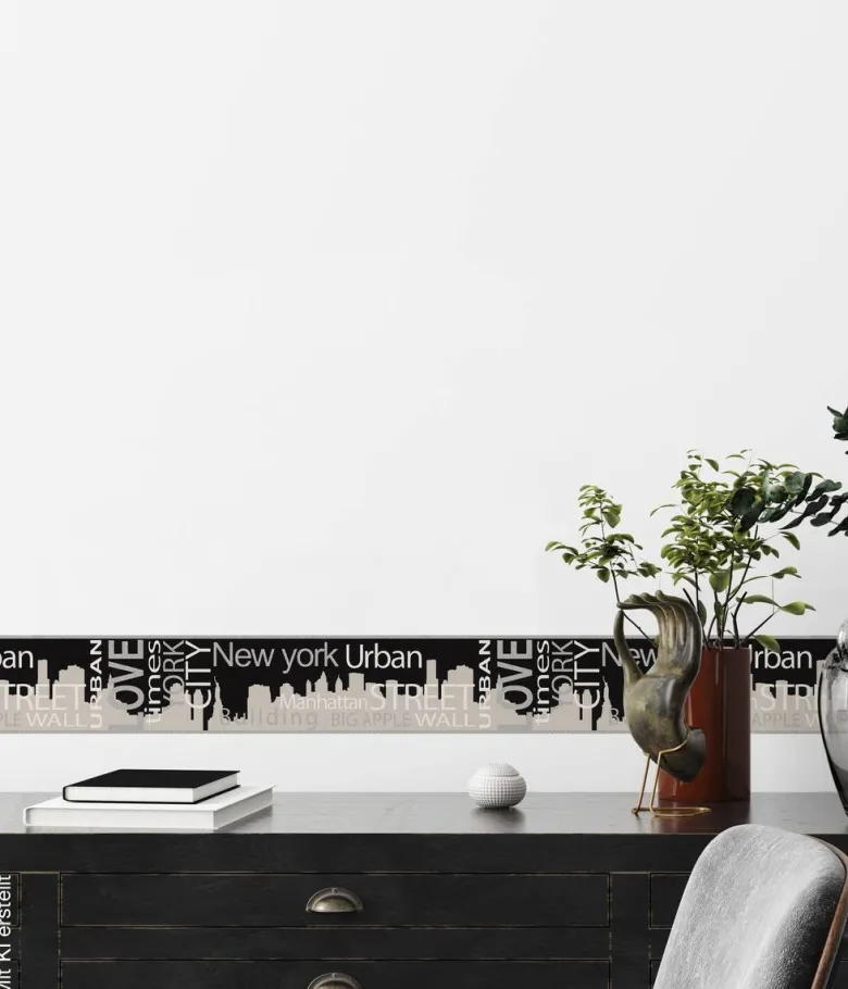 Borte New York grau schwarz B/L: ca. 13x500 cm