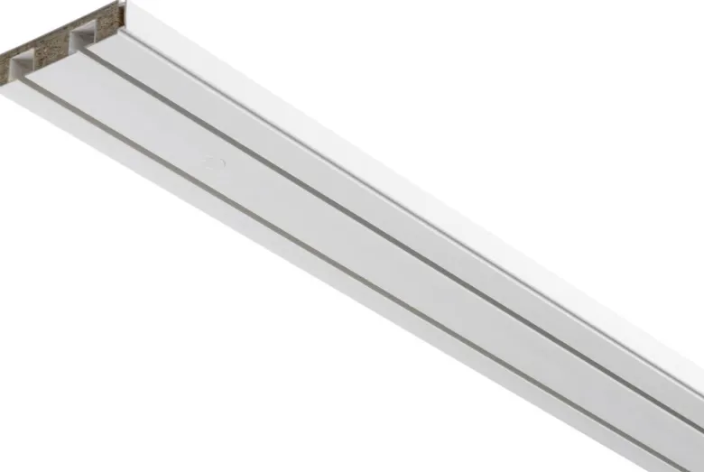 Boviva Gardinenschiene mit Holzkern weiß Holz L: ca. 150 cm 2.0 Läufe