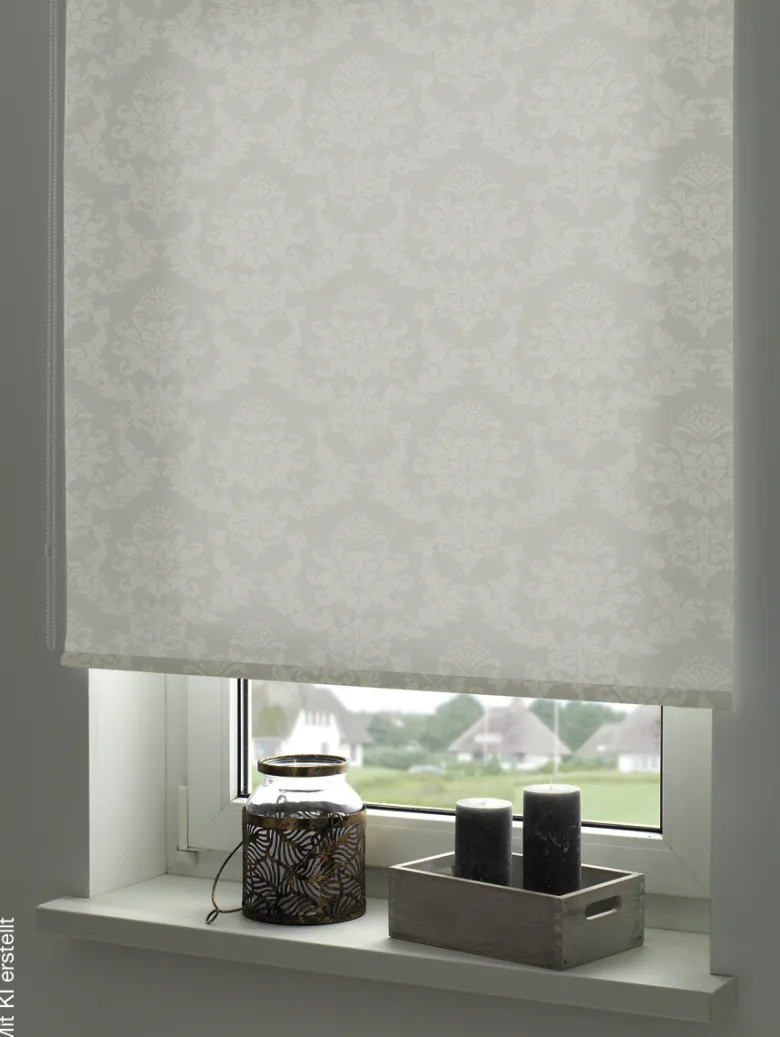 Boviva Seitenzugrollo Tageslichtqualität Ornament weiß B/L: ca. 122x175 cm