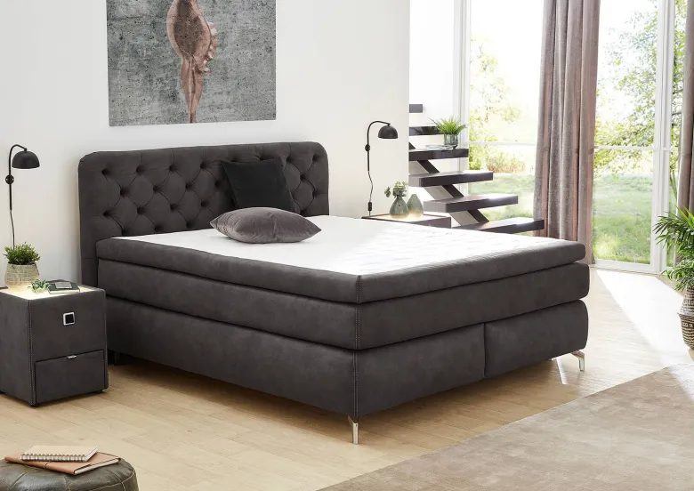 Boxspringbett anthrazit Liegefläche B/L: ca. 180x200 cm
