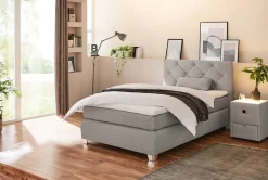 Boxspringbett beige Flachgewebe Liegefläche B/L: ca. 120x200 cm