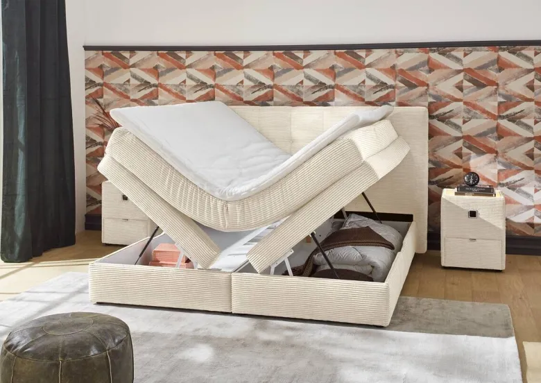 Boxspringbett beige Liegefläche B/L: ca. 180x200 cm