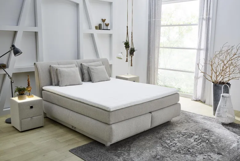 Boxspringbett beige Liegefläche B/L: ca. 180x200 cm