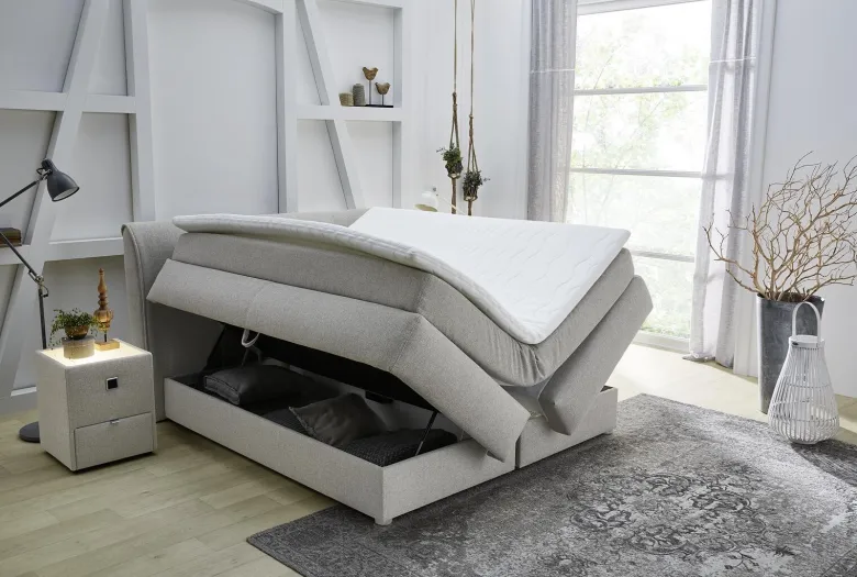 Boxspringbett beige Liegefläche B/L: ca. 180x200 cm