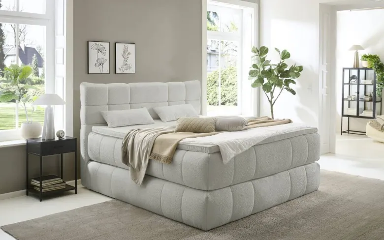 Boxspringbett Cannes steingrau Liegefläche B/L: ca. 180x200 cm