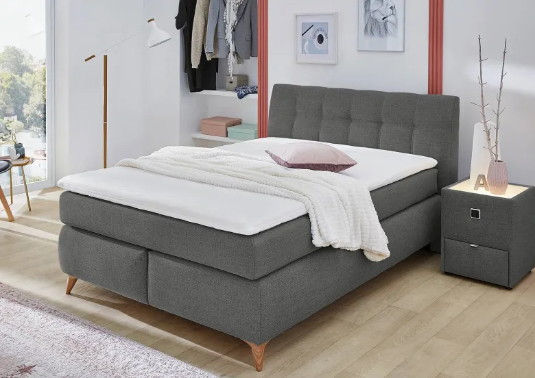 Boxspringbett dunkelgrau Feinstruktur Liegefläche B/L: ca. 140x200 cm