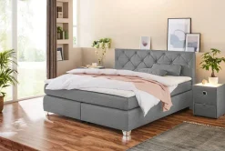 Boxspringbett grau Flachgewebe Liegefläche B/L: ca. 180x200 cm