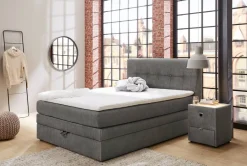 Boxspringbett grau Liegefläche B/L: ca. 140x200 cm