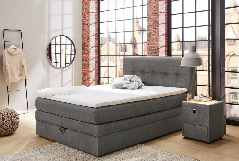 Boxspringbett grau Liegefläche B/L: ca. 140x200 cm
