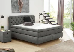 Boxspringbett grau Liegefläche B/L: ca. 180x200 cm