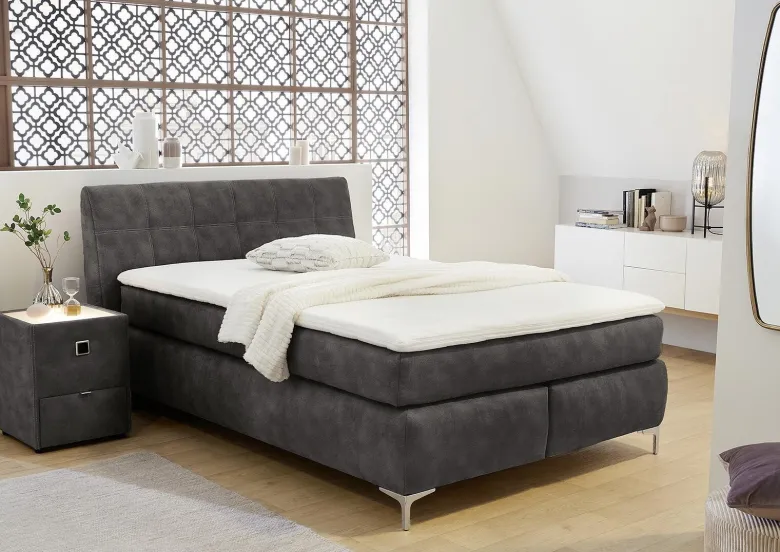 Boxspringbett hellgrau Liegefläche B/L: ca. 140x200 cm