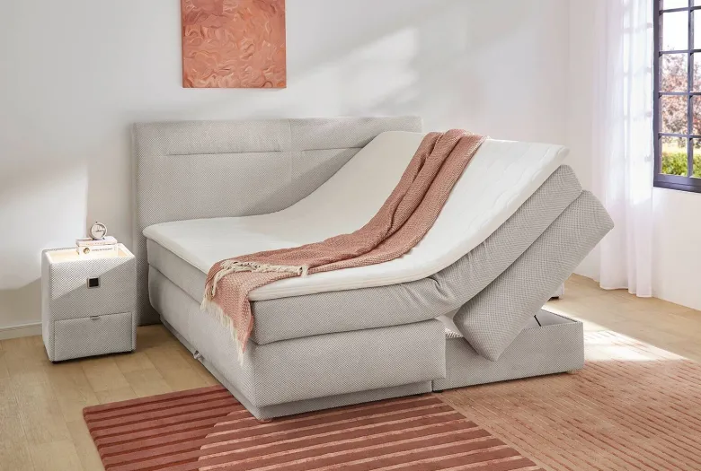 Boxspringbett hellgrau Liegefläche B/L: ca. 180x200 cm