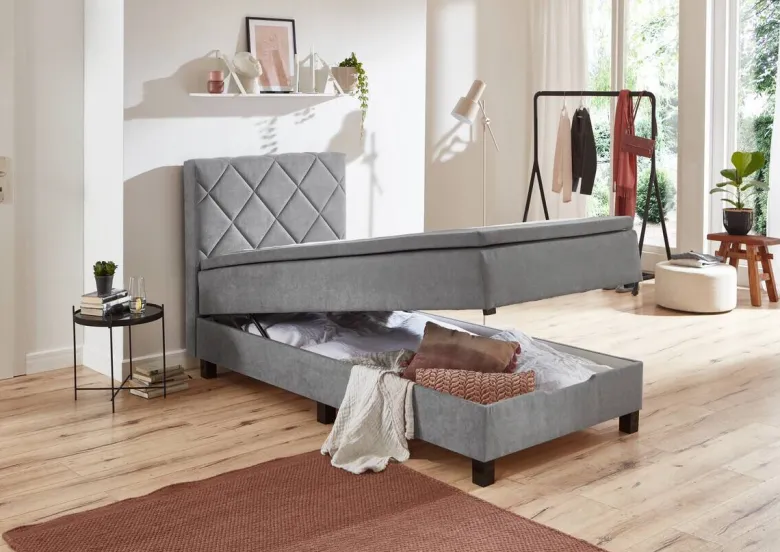 Boxspringbett Jeff silber Liegefläche B/L: ca. 100x200 cm
