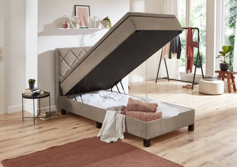 Boxspringbett Jeff taupe Liegefläche B/L: ca. 100x200 cm