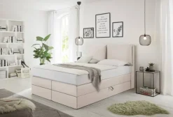 Boxspringbett Lissy creme Liegefläche B/L: ca. 140x200 cm