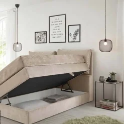 Boxspringbett Lissy creme Liegefläche B/L: ca. 180x200 cm